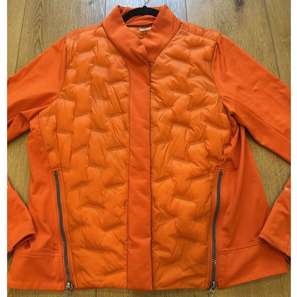Calia Women's Quilted Puffer Scuba Jacket Orange Zippered Hem XL GUC! - Picture 4 of 5